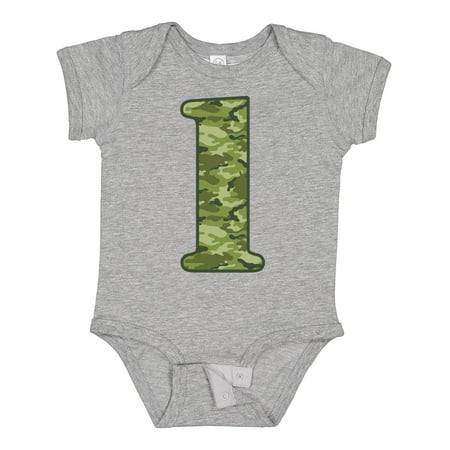 Inktastic Green Camo 1st Birthday Gift Baby Boy Bodysuit