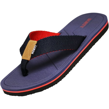 NORTY Mens Flip Flops Adult Male Beach Thong Sandals Navy Red