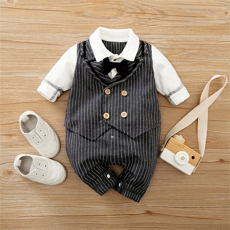 Baby Boys Infant Gentleman Outfit Suits Toddler Romper One-piece Romper & Detachable Bowtie (0-18 Months)
Baby Boys Infant Gentleman Outfit Suits Toddler Romper One-piece Romper & Detachable Bowtie (0-18 Months)