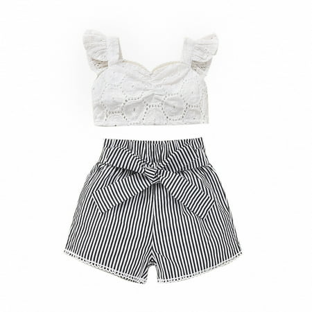 Toddler Girls Suit Summer Sleeveless White Lace Shorts Tops Striped Shorts 2pcs Suit Outfits Baby Girl Long Sleeve Set
Toddler Girls Suit Summer Sleeveless White Lace Shorts Tops Striped Shorts 2pcs Suit Outfits Baby Girl Long Sleeve Set
