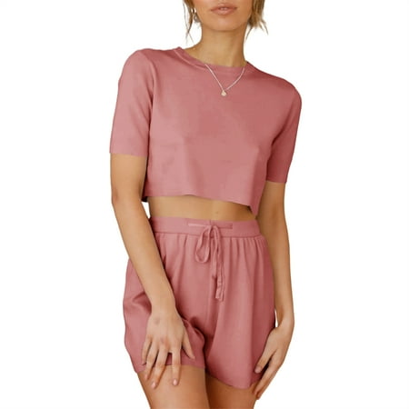 Yskkt Womens Pajama Sets Short Sleeve Crewneck Two Piece Sleepwear Solid Color Soft Shorts Lounge Sets S-2XL
Yskkt Womens Pajama Sets Short Sleeve Crewneck Two Piece Sleepwear Solid Color Soft Shorts Lounge Sets S-2XL