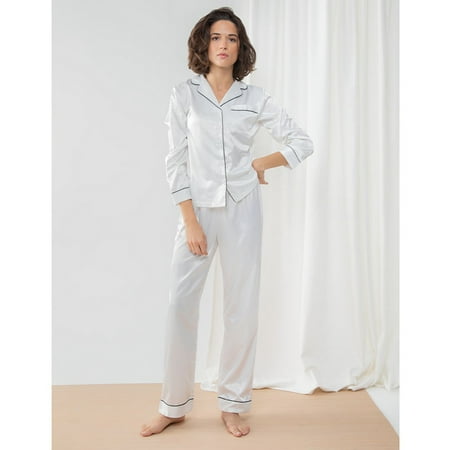 Towel City Womens Satin Long Pajamas