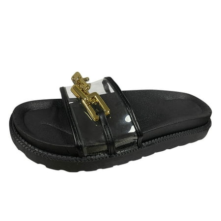 Slippers for Women Ladies Fashion Solid Color Chain Decorative Pvc Thick Bottom Beach Slippers Womens Slippers Pvc Black 40
Slippers for Women Ladies Fashion Solid Color Chain Decorative Pvc Thick Bottom Beach Slippers Womens Slippers Pvc Black 40
