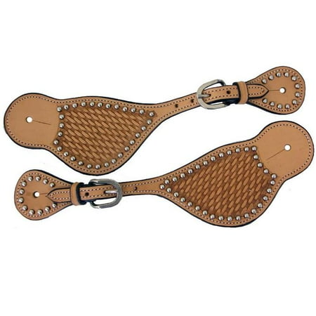 Shenandoah Western Horse Tack 159044 Spur Strap Stamped Basket Weave Design with Metal Studs