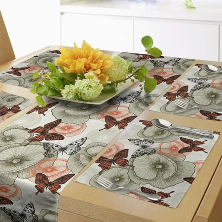 Butterfly Table Runner & Placemats Poppy Blossoms and Butterflies Wildlife Garden Forest Theme Vintage Style Set for Dining Table Placemat 4 pcs + Runner 14 x90 Orange Black Khaki by Ambesonne
Butterfly Table Runner & Placemats Poppy Blossoms and Butterflies Wildlife Garden Forest Theme Vintage Style Set for Dining Table Placemat 4 pcs + Runner 14 x90 Orange Black Khaki by Ambesonne