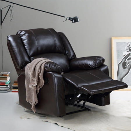 Single Faux Leather Recliner Adjustable Cushion Footrest