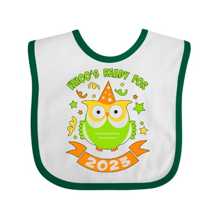 

Inktastic Whoos Ready for 2023- Cute New Years Owl Gift Baby Boy or Baby Girl Bib