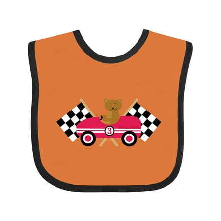 Inktastic Race Car Racing Bear Animal Gift Baby Boy or Baby Girl Bib