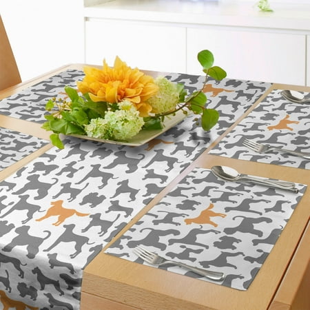 Dogs Table Runner & Placemats Pattern with Dog Silhouettes Different Breeds Animal Pet Lover Themed Print Set for Dining Table Placemat 4 pcs + Runner 16 x90 Grey Orange and White by Ambesonne
Dogs Table Runner & Placemats Pattern with Dog Silhouettes Different Breeds Animal Pet Lover Themed Print Set for Dining Table Placemat 4 pcs + Runner 16 x90 Grey Orange and White by Ambesonne