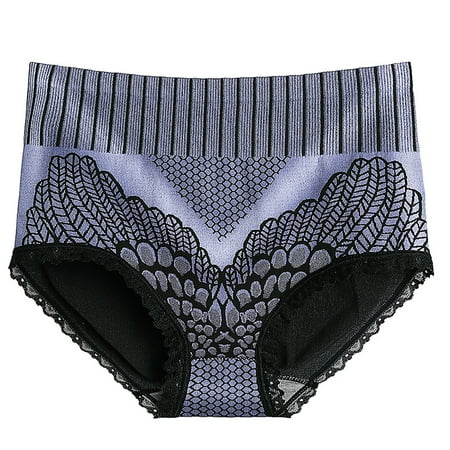 Briefs High Waist Butt Lifter Polyester Graphene Panties for Women Blue L