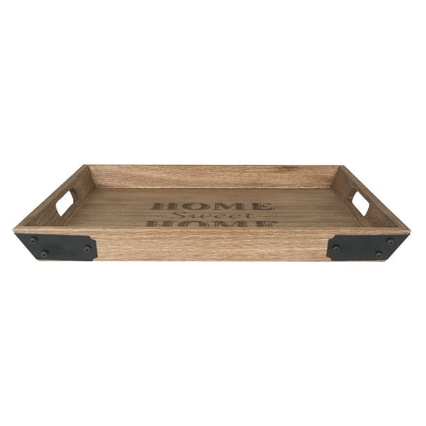 Mainstays "Home Sweet Home" Wood Tray with Metal Corners