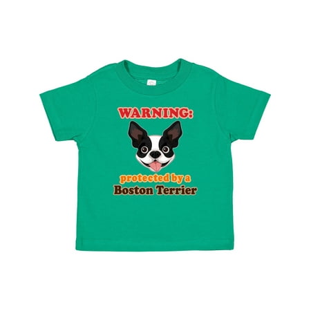 Inktastic Boston Terrier Dog Protected by Gift Baby Boy or Baby Girl T-Shirt