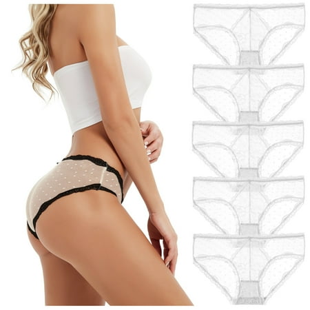 Womens Ladies Transparent Lacecotton Hollow Breathable Quality Thongs