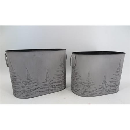 Mr. MJs Trading AI-GG9468 Gray with Fern Patterns Handled Buckets Set of 2
