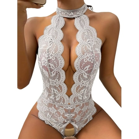 Colisha Ladies Lingerie Lace Babydoll Floral Mini Bodysuit Deep V Sleeping Hollow Out Solid Color Backless Crotchless Club White S
Colisha Ladies Lingerie Lace Babydoll Floral Mini Bodysuit Deep V Sleeping Hollow Out Solid Color Backless Crotchless Club White S