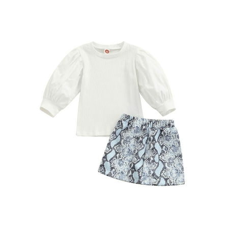 Frobukio 2Pcs Kids Girls Clothes Set Puff Long Sleeve Knitted Tops Pullovers+Serpentine Printed Short Skirt White 9-12 Months
Frobukio 2Pcs Kids Girls Clothes Set Puff Long Sleeve Knitted Tops Pullovers+Serpentine Printed Short Skirt White 9-12 Months