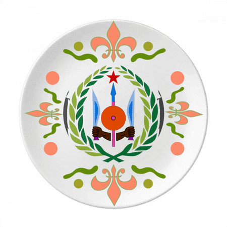 Djibouti National Emblem Country Symbol Flower Ceramics Plate Tableware Dinner Dish