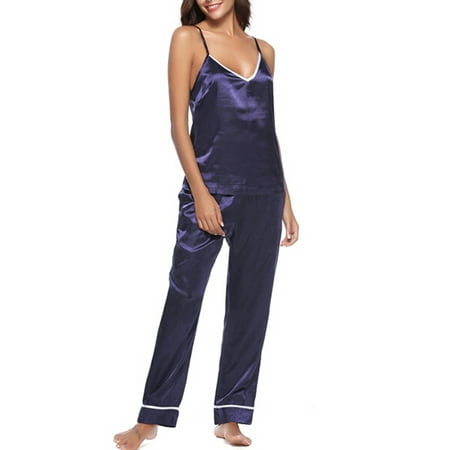 Women Satin Pajamas Sleevless Pjs Set Summer Camisole Top and Pants Sleepwear with Pockets
Women Satin Pajamas Sleevless Pjs Set Summer Camisole Top and Pants Sleepwear with Pockets