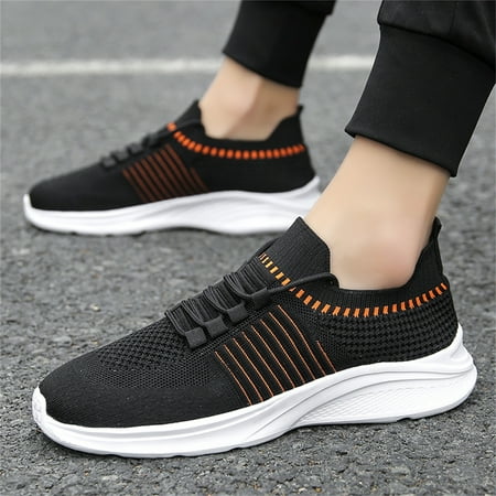 Men Shoes Summer Lightweight Breathable Lace Up Casual Shoes Sneakers Casual Running Shoes Orange 10