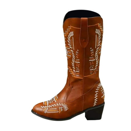 Women Walking Shoes Fashion Autumn And Winter Women s Mid Boots Chunky Heel Low Heel Pointed Toe Embroidered Casual Style Mid-Calf Boots for Women PU Brown-1
Women Walking Shoes Fashion Autumn And Winter Women s Mid Boots Chunky Heel Low Heel Pointed Toe Embroidered Casual Style Mid-Calf Boots for Women PU Brown-1
