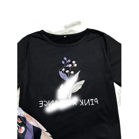 Casual Plants Round Neck Pant Sets Multicolor Short Sleeve Women Pajama Sets S
Casual Plants Round Neck Pant Sets Multicolor Short Sleeve Women Pajama Sets S