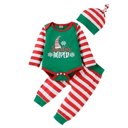 Baby Clothes Set Christmas Xmas Letter Romper Bodysuit+Striped Pants Hat Toddler Outfits
Baby Clothes Set Christmas Xmas Letter Romper Bodysuit+Striped Pants Hat Toddler Outfits
