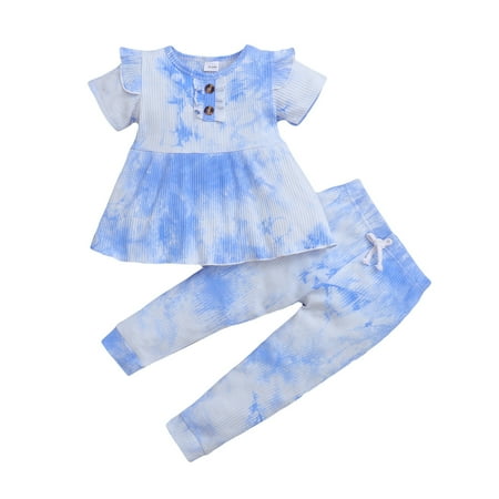 4T Toddler Baby Girls Outfits Short Sleeve Tie-dye Ruffle Sleeve Dress Top +Tie-dye Pants 2Pcs Clothes Set 4-5T Blue
4T Toddler Baby Girls Outfits Short Sleeve Tie-dye Ruffle Sleeve Dress Top +Tie-dye Pants 2Pcs Clothes Set 4-5T Blue