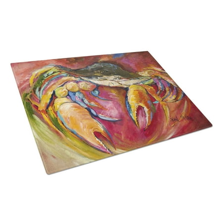 Caroline s Treasures Blue Crab Stars Glass Cutting Board Large