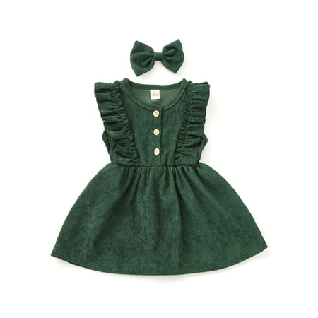 Toddler Baby Girls Ruffle Dress Clothes Solid Long Sleeve Casual Corduroy Dress with Headband Two-Piece Outfit
Toddler Baby Girls Ruffle Dress Clothes Solid Long Sleeve Casual Corduroy Dress with Headband Two-Piece Outfit