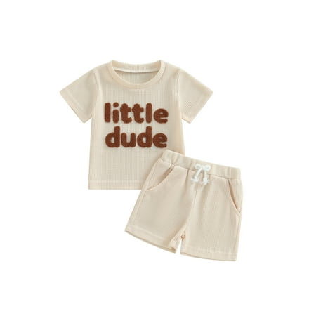2 Pcs Toddler Baby Boys Summer Clothes Waffle Knit Letter Print Short Sleeve T-Shirt Pocket Casual Shorts Set
2 Pcs Toddler Baby Boys Summer Clothes Waffle Knit Letter Print Short Sleeve T-Shirt Pocket Casual Shorts Set