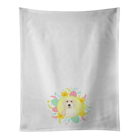 Doodle Fawn #2 Easter White Kitchen Towel Set of 2 19 in x 28 in