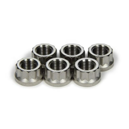 Ti22 Performance TIP1054 0.375-24 in. Thread Torque Tube Nut with 12 Point Titanium Natural - Set of 6