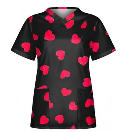 ZIYIXIN Valentine s Day Scrubs Tops Women Nurse Working Uniforms Love Heart Print V Neck Short Sleeve Medical Scrub Shirts
ZIYIXIN Valentine s Day Scrubs Tops Women Nurse Working Uniforms Love Heart Print V Neck Short Sleeve Medical Scrub Shirts
