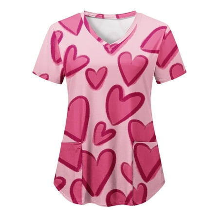 Women Scrubs Top Working Uniform Nurses Clothing Workwear Casual V-Neck Leisure Love Heart Sweet Printed Gradient Short Sleeve Summer Pocket Work Shirt
Women Scrubs Top Working Uniform Nurses Clothing Workwear Casual V-Neck Leisure Love Heart Sweet Printed Gradient Short Sleeve Summer Pocket Work Shirt
