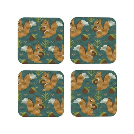 Lukts Knitted Woodland Squirrel Print Leather Drinks Coasters Set of 4 Suitable or Drinks Furniture Protection and Easy Clean up-Square
Lukts Knitted Woodland Squirrel Print Leather Drinks Coasters Set of 4 Suitable or Drinks Furniture Protection and Easy Clean up-Square