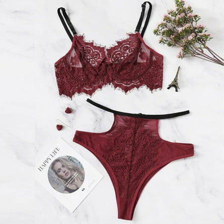 Yuelianxi 2-Pc Women Sissly Lace Fashion Deep V Lingerie Straps Bra and Panty Set Babydoll
Yuelianxi 2-Pc Women Sissly Lace Fashion Deep V Lingerie Straps Bra and Panty Set Babydoll