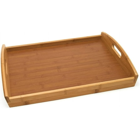 Wood Serving Tray With Veneer Bottom 18.75 X 13.75 X 3