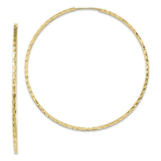 25mm 14k Sparkle-Cut Square Tube Endless Hoop Earrings - 2.4 Grams