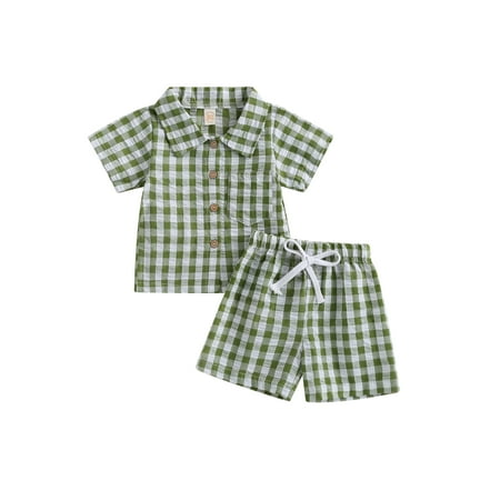 aturustex Toddler Boys Summer Outfits Plaid Pocket Turn-Down Collar Short Sleeve Shirts and Elastic Waist Shorts 2Pcs Clothes Set
aturustex Toddler Boys Summer Outfits Plaid Pocket Turn-Down Collar Short Sleeve Shirts and Elastic Waist Shorts 2Pcs Clothes Set