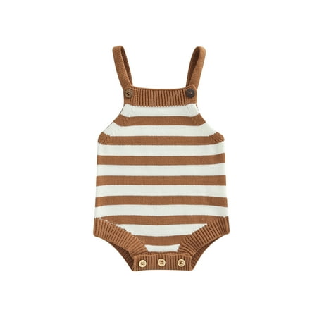 Calsunbaby Toddler Infant Baby Boys Girls Suspender Jumpsuit Casual Striped Newborn Sleeveless Knitted Romper Brown 9-12 Months
Calsunbaby Toddler Infant Baby Boys Girls Suspender Jumpsuit Casual Striped Newborn Sleeveless Knitted Romper Brown 9-12 Months