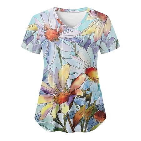 TAIAOJING Scrubs for Women Fashion Casual V Neck Floral Print All Over Print Pocket Workwear Top
TAIAOJING Scrubs for Women Fashion Casual V Neck Floral Print All Over Print Pocket Workwear Top