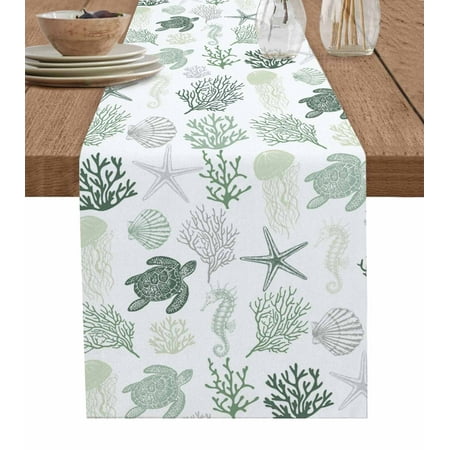 Sage Green Coastal Table Runner Nautical Summer Beach Coral Sea Turtle Tablerunners 13 x 60 Inch Table Decorations Tabletop Scarf for Summer Gathering Holiday Farmhouse Kitchen Dining Decor
Sage Green Coastal Table Runner Nautical Summer Beach Coral Sea Turtle Tablerunners 13 x 60 Inch Table Decorations Tabletop Scarf for Summer Gathering Holiday Farmhouse Kitchen Dining Decor