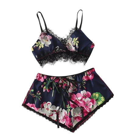 Pajamas for Women 2PCS Womens Sexy Lingerie Pajamas Shorts Set Lace Nightwear Printed Underwear
Pajamas for Women 2PCS Womens Sexy Lingerie Pajamas Shorts Set Lace Nightwear Printed Underwear
