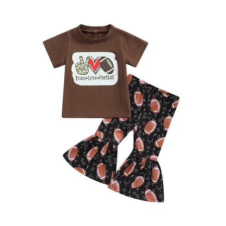 Suanret 2Pcs Toddlers Girls Summer Streetwear Outfits Letter Print Short-Sleeves T-Shirt Football Print Bell-Bottoms Set Coffee 2-3 Years
Suanret 2Pcs Toddlers Girls Summer Streetwear Outfits Letter Print Short-Sleeves T-Shirt Football Print Bell-Bottoms Set Coffee 2-3 Years