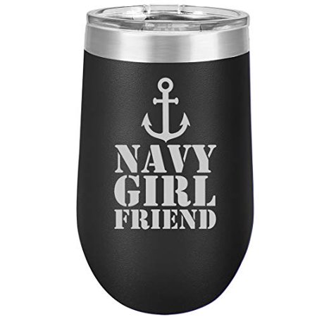 16 oz Double Wall Vacuum Insulated Stainless Steel Stemless Wine Tumbler Glass Coffee Travel Mug With Lid Navy Girlfriend Anchor (Black)
16 oz Double Wall Vacuum Insulated Stainless Steel Stemless Wine Tumbler Glass Coffee Travel Mug With Lid Navy Girlfriend Anchor (Black)