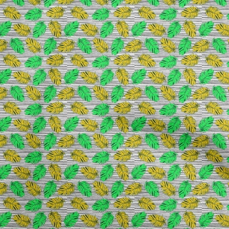 oneOoneCottonPoplinTwillLightGreenFabricTropicalLeafWithStripeTextureDiyClothingQuiltingFabricPrintFabricByYard56InchWide