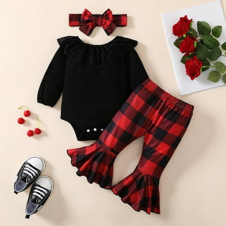 NIUREDLTD Baby Unisex Cotton Plaid Autumn Long Sleeve Pants Romper Bodysuit Bell Bottom Headbands Set Clothes
NIUREDLTD Baby Unisex Cotton Plaid Autumn Long Sleeve Pants Romper Bodysuit Bell Bottom Headbands Set Clothes