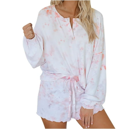 ShomPort Tie Dye Pajamas Set Womens Loungewear Sleepwear 2 Piece Outfits Sets Casual Loose Shorts Set
ShomPort Tie Dye Pajamas Set Womens Loungewear Sleepwear 2 Piece Outfits Sets Casual Loose Shorts Set