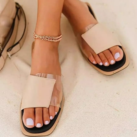 Tangnade House Slippers for Women Fashion Transparent Solid Color Stitching Flat Sandals And Slippers
Tangnade House Slippers for Women Fashion Transparent Solid Color Stitching Flat Sandals And Slippers