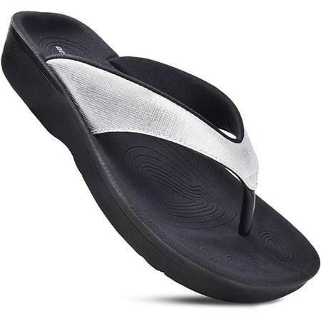 Womens Original Orthotic Comfort Thong Flip-Flops Sandal Matt Silver - Size 7